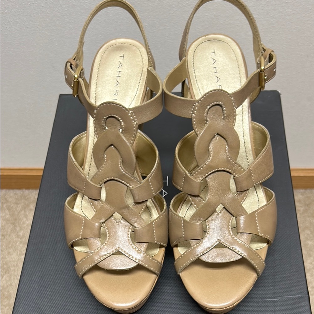 Tahari Women's Beige Strappy Sandals